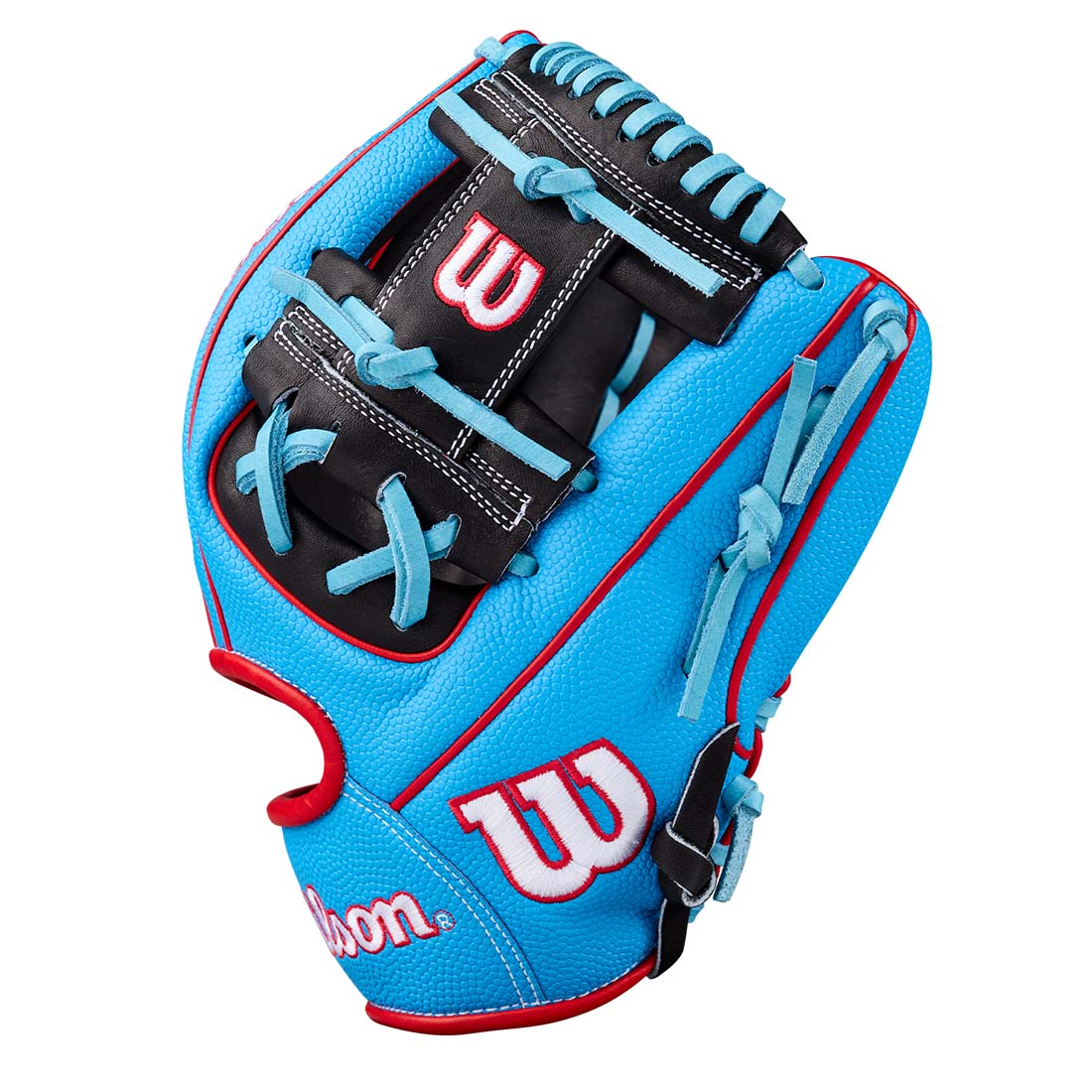 Wilson A2000 1786SS 11.50" Infield Glove WBG05601RT115 - Black Red  Sky Blue - HIT a Double - 3