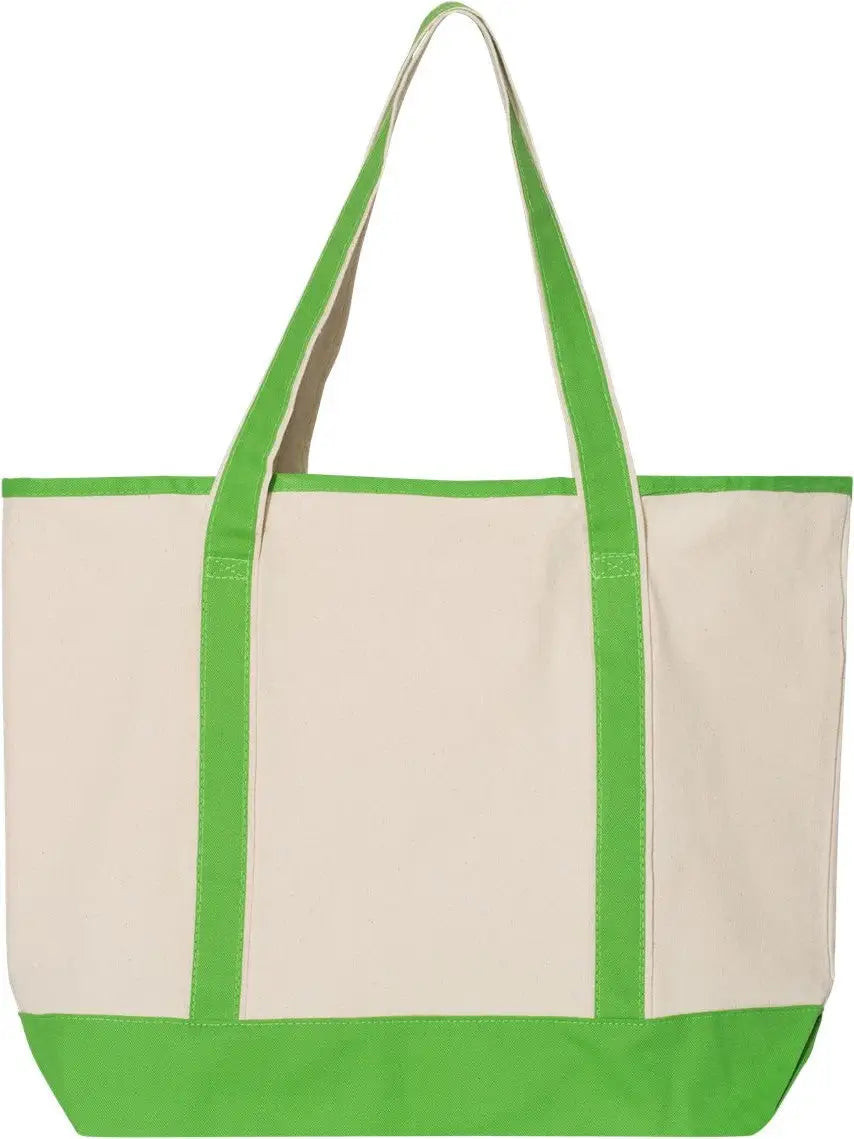 Q-tees Q1500 34.6l Large Canvas Deluxe Tote - Natural Lime - one Size Fits Most