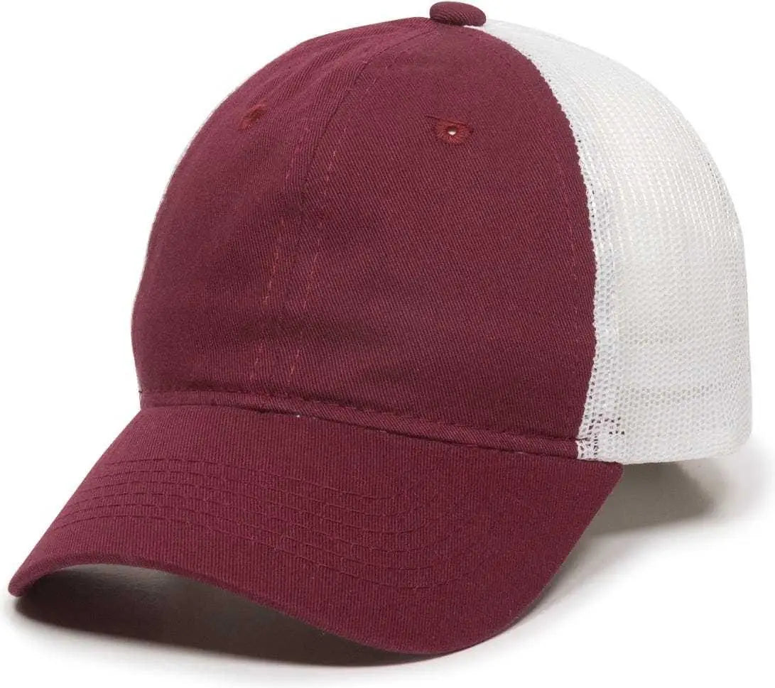 Oc Sports Fwt-130 Garment Wash Mesh Back Baseball Cap - Burgundy White