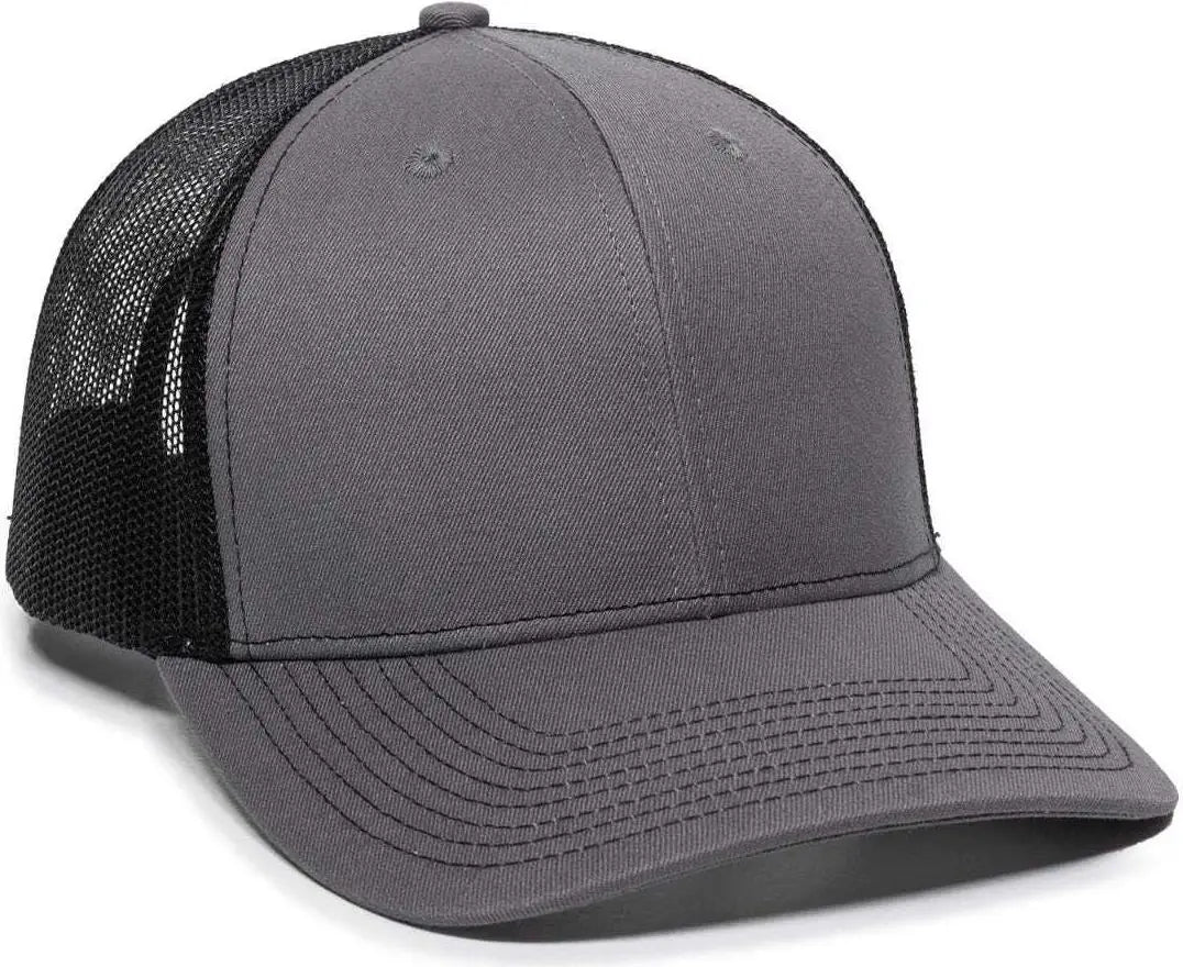 Oc Sports Oc771 Adjustable Mesh Back Cap - Charcoal Black - Dark Gray / 6 7/8’’ - 7 1/2’’