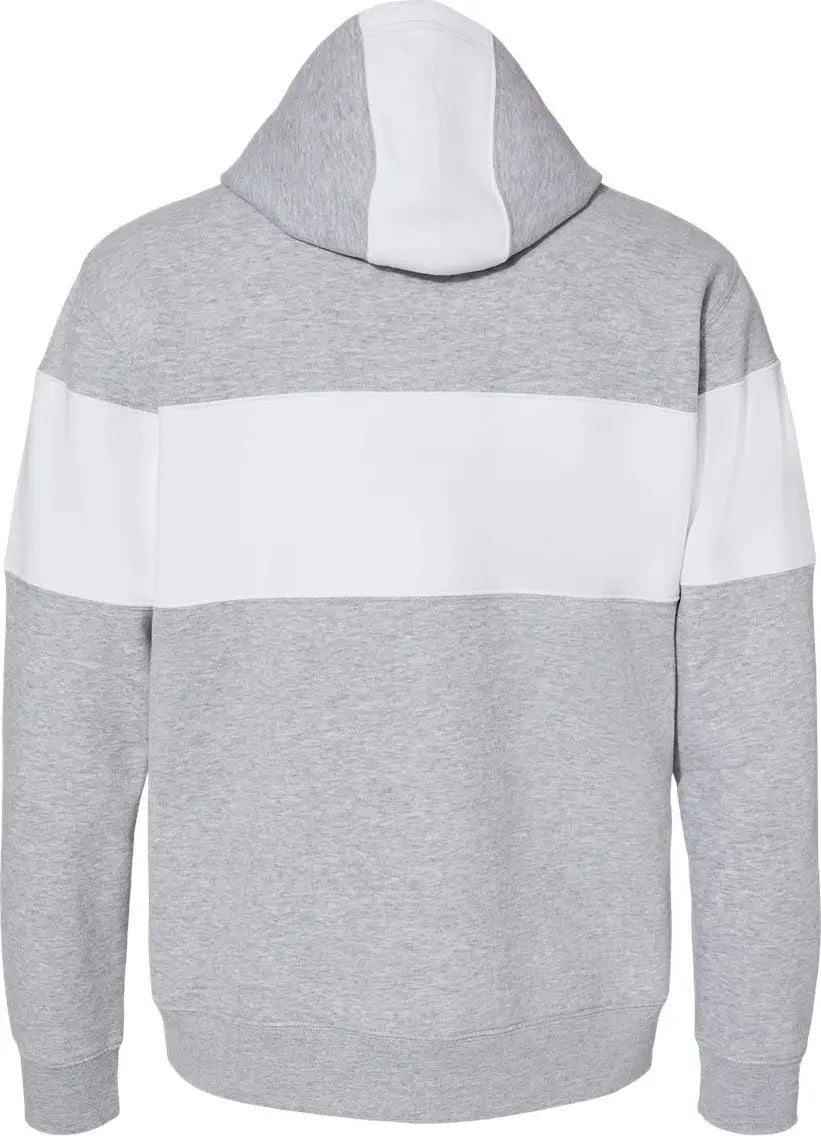 J. America 8644 Varsity Fleece Colorblocked Hooded Sweatshirt - Oxford - Gray / Xs