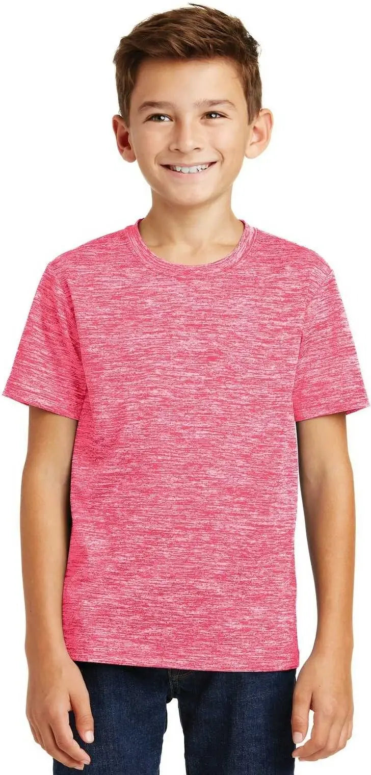 Sport-tek Yst390 Youth Posicharge Electric Heather Tee - Power Pink