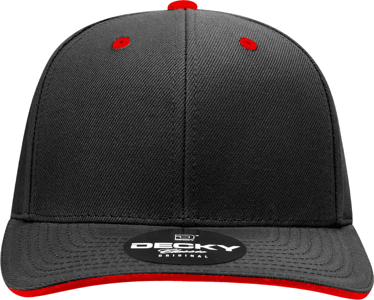 Decky 2003 Sandwich Visor Baseball Cap - Black Red - one Size Fits Most