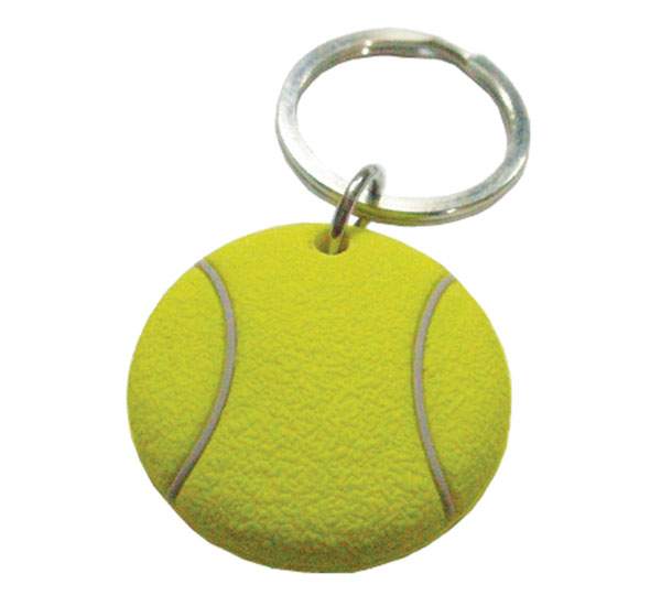 3d Rubber Tennis Keychain - Os