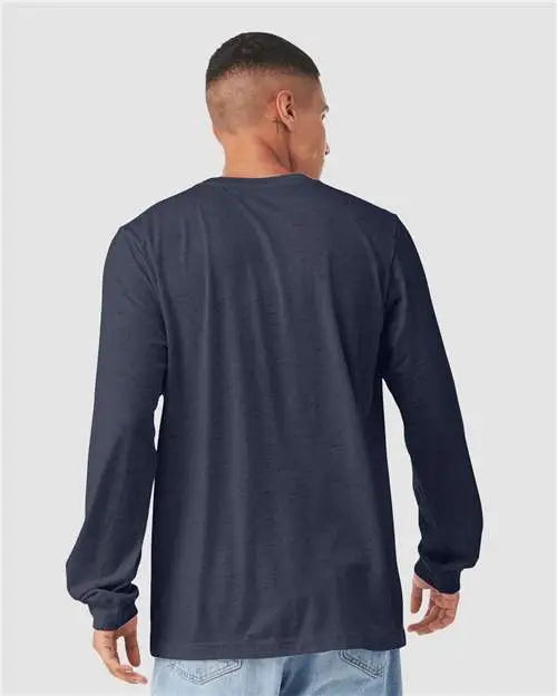 Bella + Canvas 3501cvc Heather Cvc Long Sleeve Tee - Midnight Navy