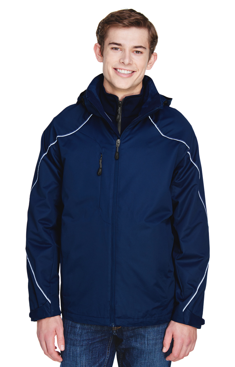 North End 88196T Men's Tall Angle 3-in-1 Jacket with Bonded Fleece Liner