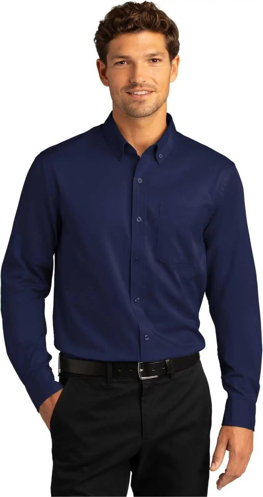 Port Authority W808 Long Sleeve Superpro React Twill Shirt - True Navy