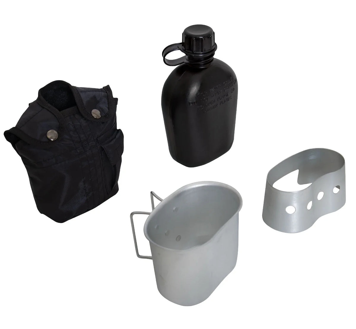 4 Piece Canteen Kit with Cover Aluminum Cup & Stove / Stand