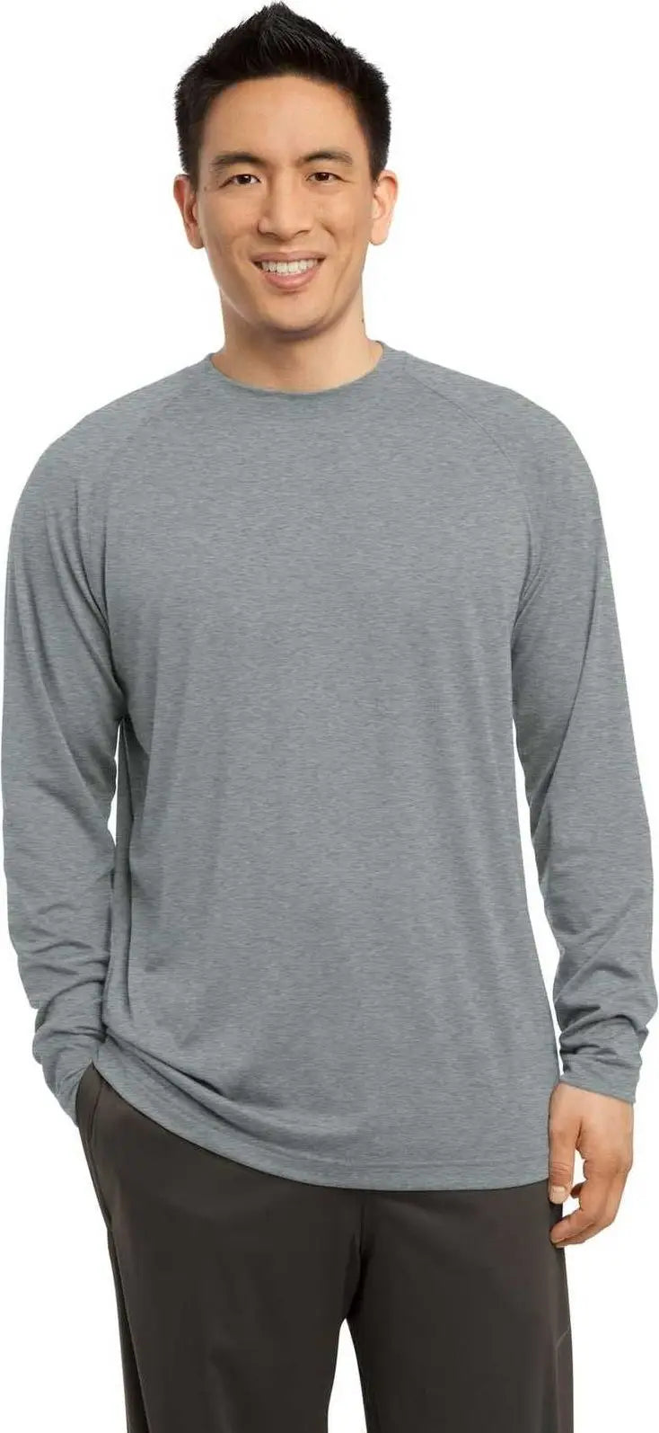 Sport-tek St700ls Long Sleeve Ultimate Performance Crew - Heather Gray
