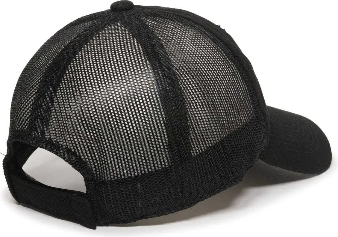 Oc Sports Fwt-130 Garment Wash Mesh Back Baseball Cap - Black - 6 7/8’’ - 7 1/2’’