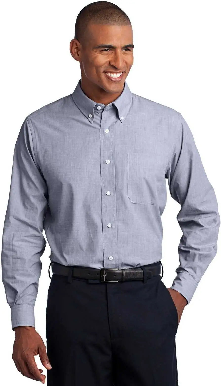 Port Authority S640 Crosshatch Easy Care Shirt - Navy Frost