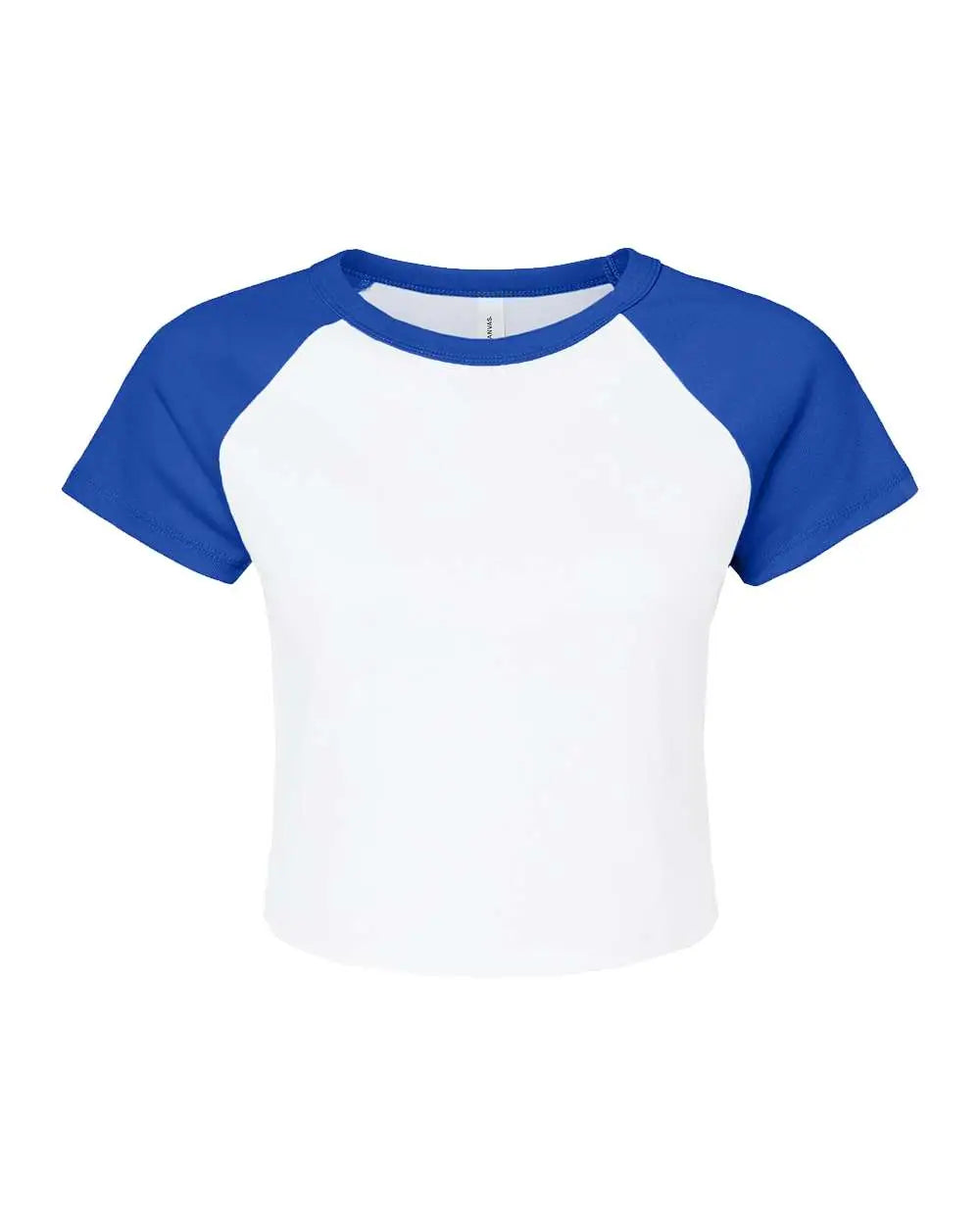Bella + Canvas 1201 Women’s Micro Rib Raglan Baby Tee - White True Royal - Xs