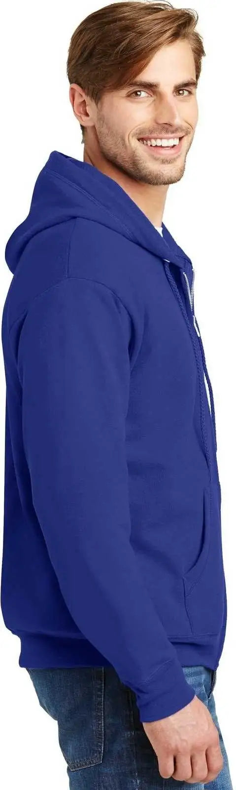 Hanes P180 Ecosmart Full-zip Hooded Sweatshirt - Deep Royal