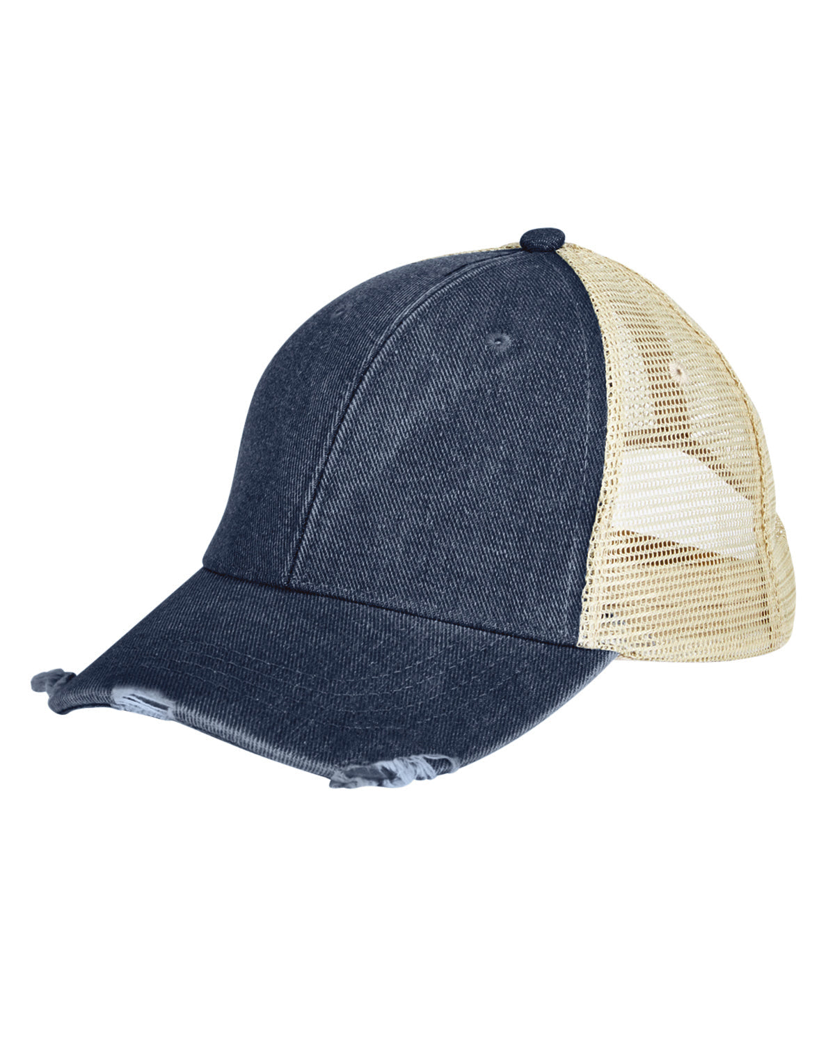 Adams Headwear OL102 Ollie Distressed Cap - Dark Denim  Tan