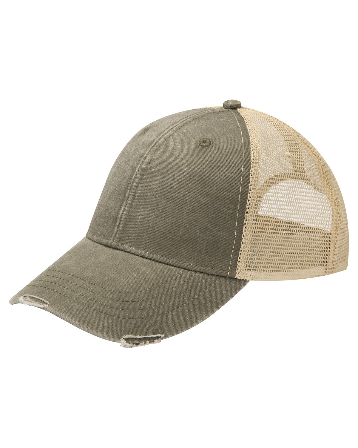Adams Headwear OL102 Ollie Distressed Cap - Olive  Tan