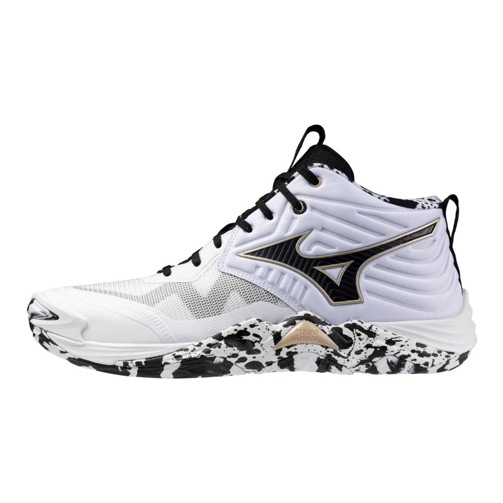 Mizuno Wave Momentum 4 Elite Mid Women's Volleyball Shoe - White Metalic Gray