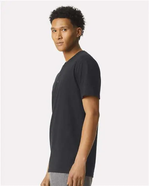 American Apparel 2004cvc Cvc Henley Tee - Black