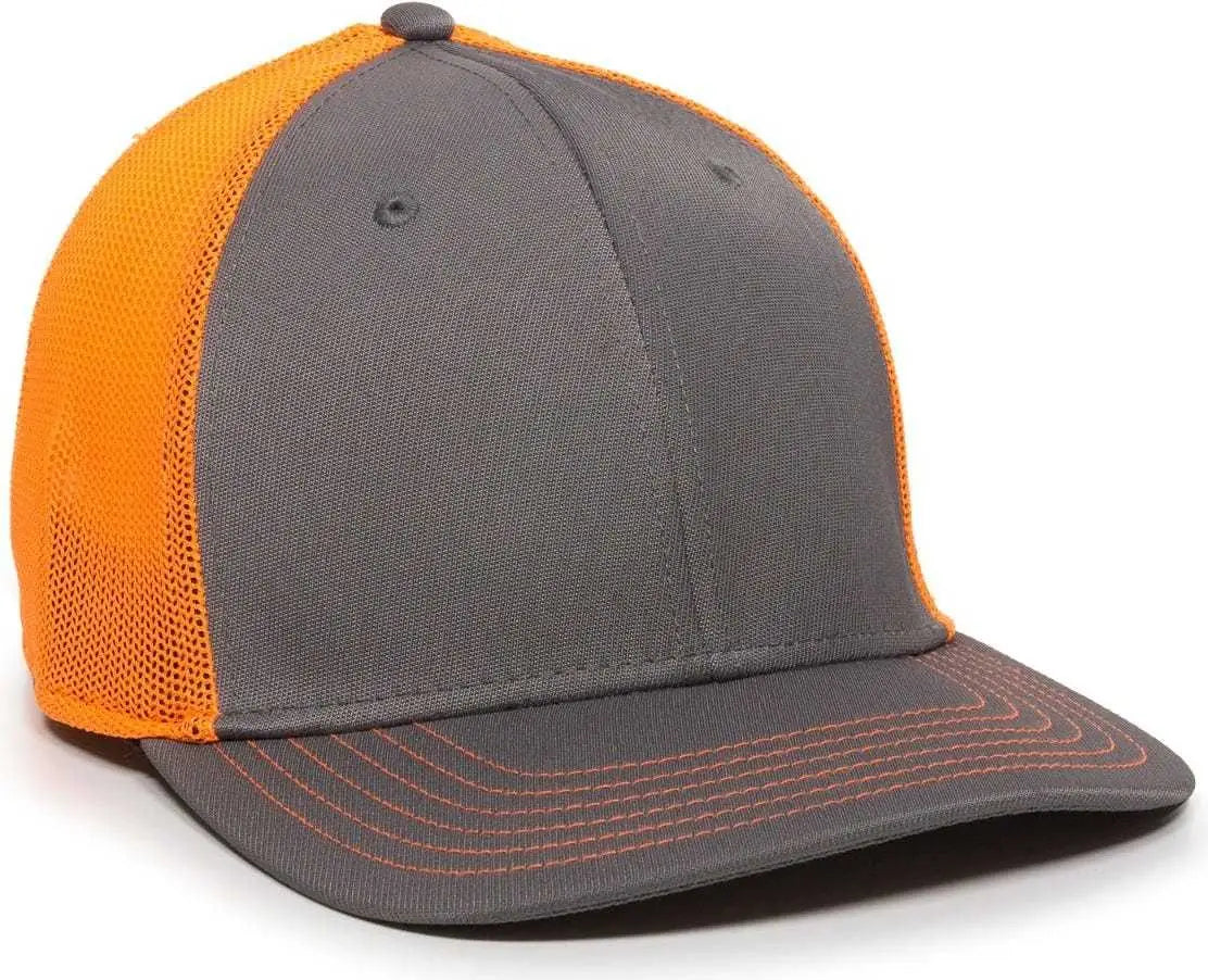 Oc Sports Ct120m Extra-flexible Slight Pre-curved Visor - Graphite Neon Orange - Dark Gray / 6 3/8’’ - 3/4’’