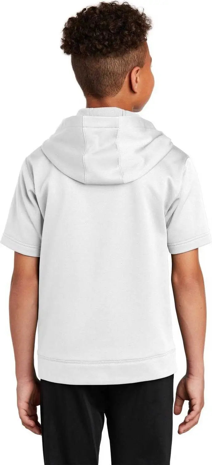 Sport-tek Yst251 Youth Sport-wick Fleece Short Sleeve Hooded Pullover - White