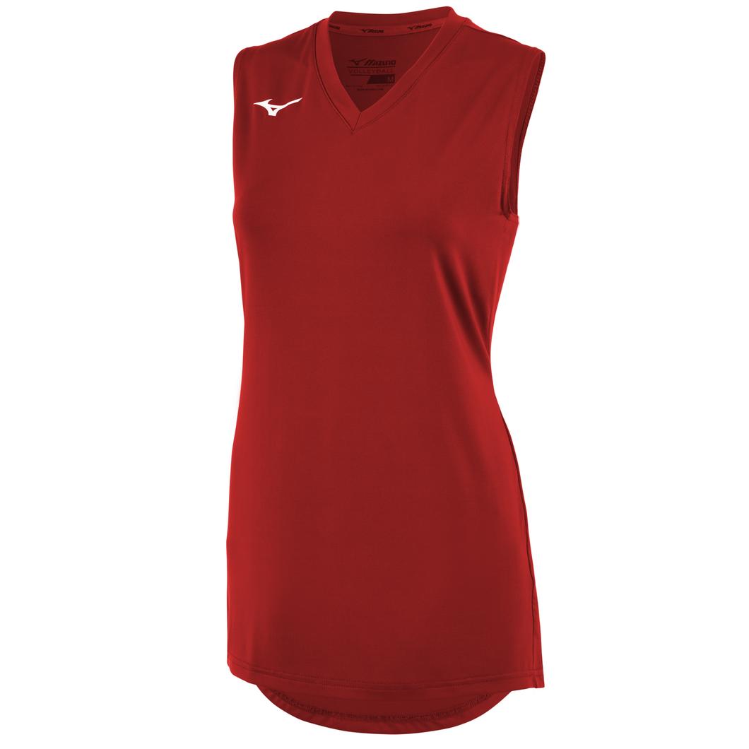 Mizuno Women's Sleeveless V-Neck Volleyball Jersey - Red