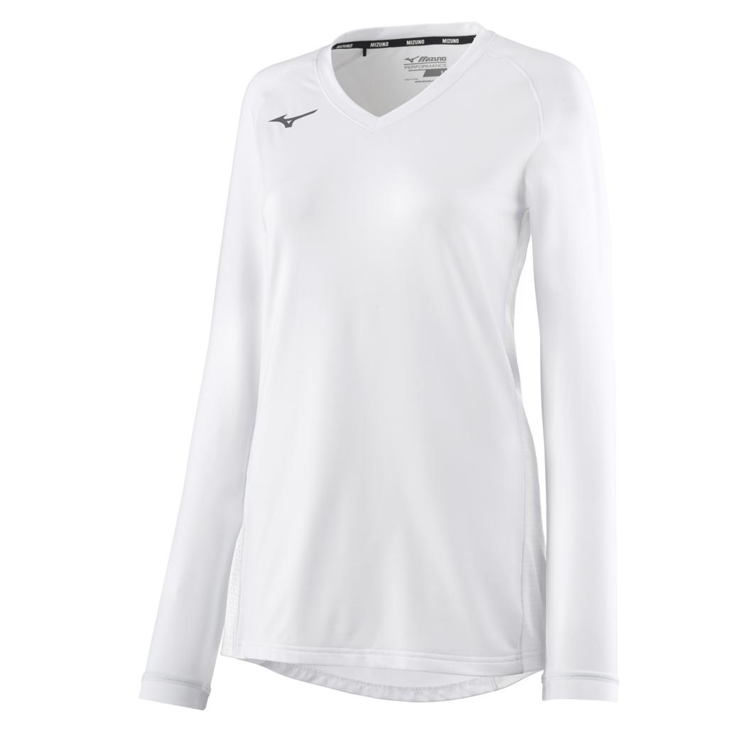 Mizuno Women's Spike Long Sleeve Volleyball Jersey - White