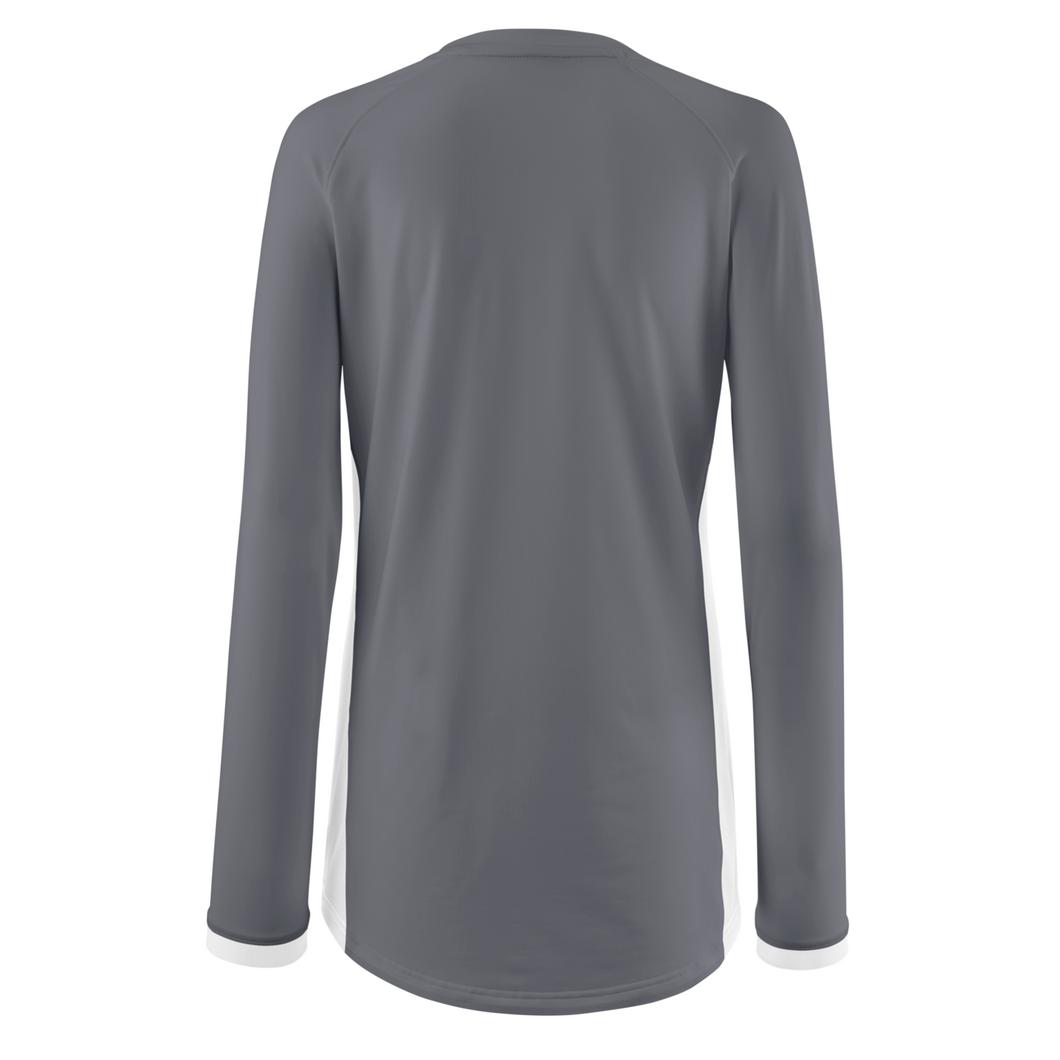 Mizuno Youth Girl's Spike Long Sleeve Volleyball Jersey - Shade-White