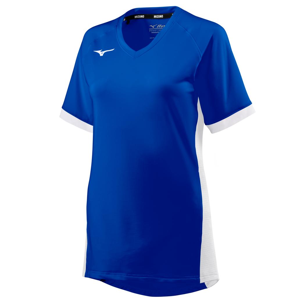 Mizuno Women's Spike Short Sleeve Volleyball Jersey - Royal-White