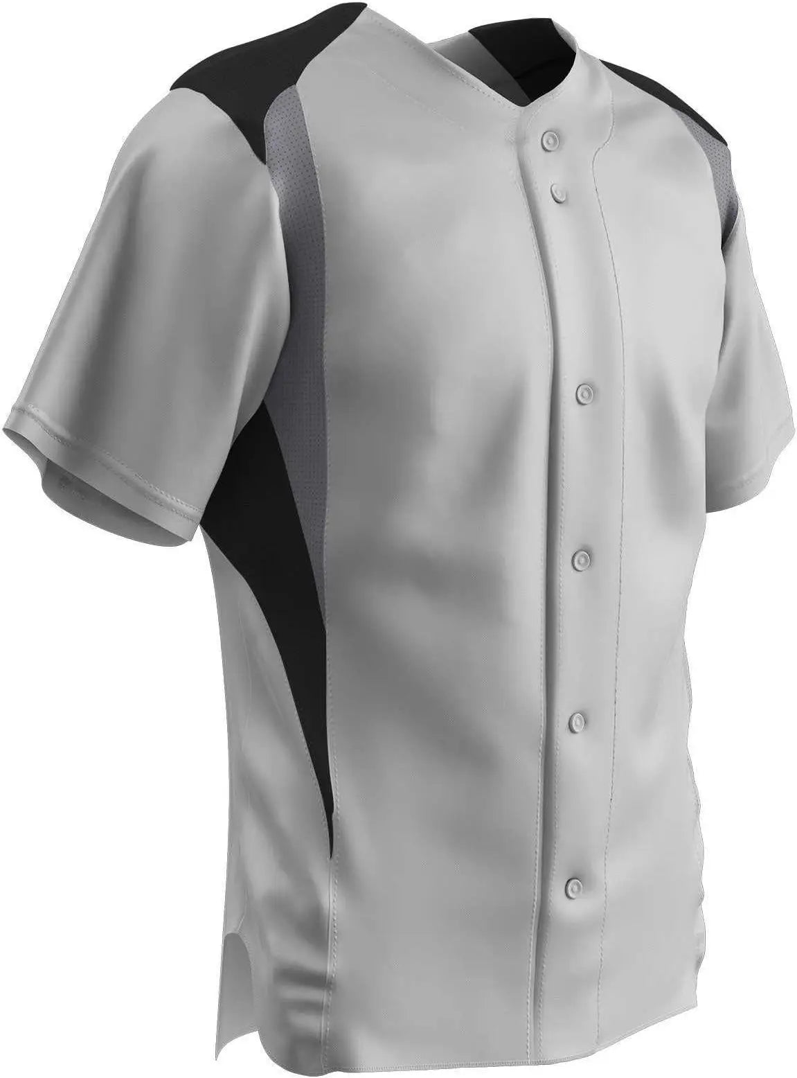 Champro Bs33 Bull Pen Full Button Jersey - White Black Gray