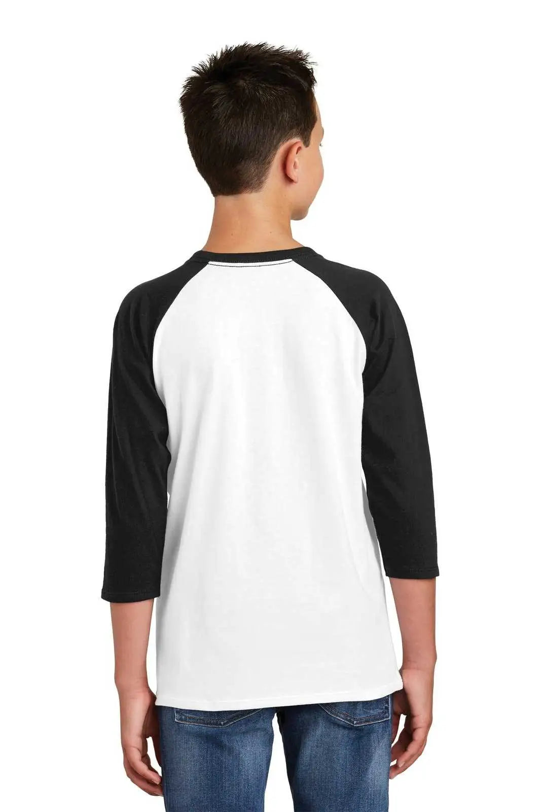 District Dt6210y Youth Very Important Tee 3/4-sleeve - Black White