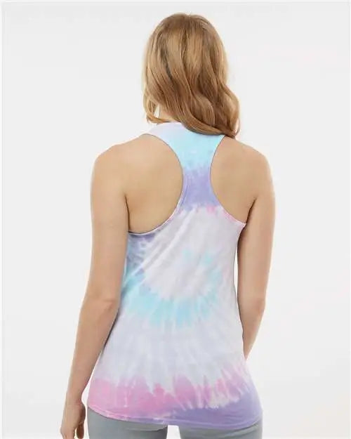 Colortone 3400co Women’s Tie-dyed Racerback Tank Top - 3400 - Unicorn