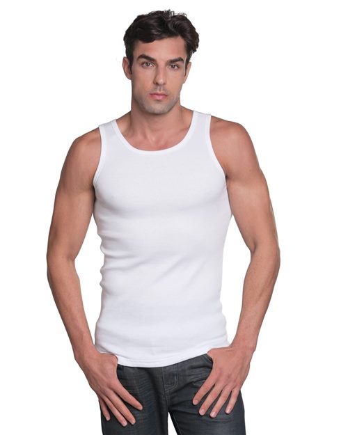 Bayside 4573 USA-Made 2x1 Ribbed Tank Top - White
