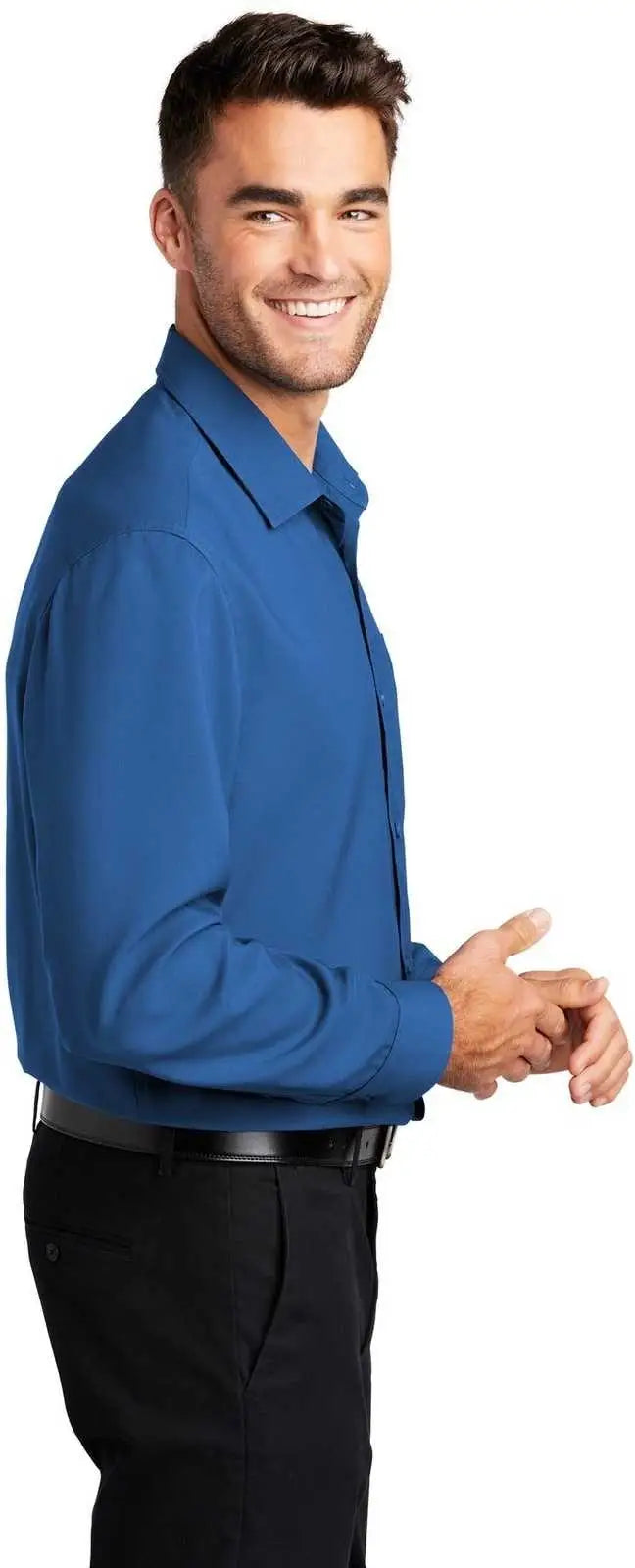 Port Authority W401 Long Sleeve Performance Staff Shirt - True Blue
