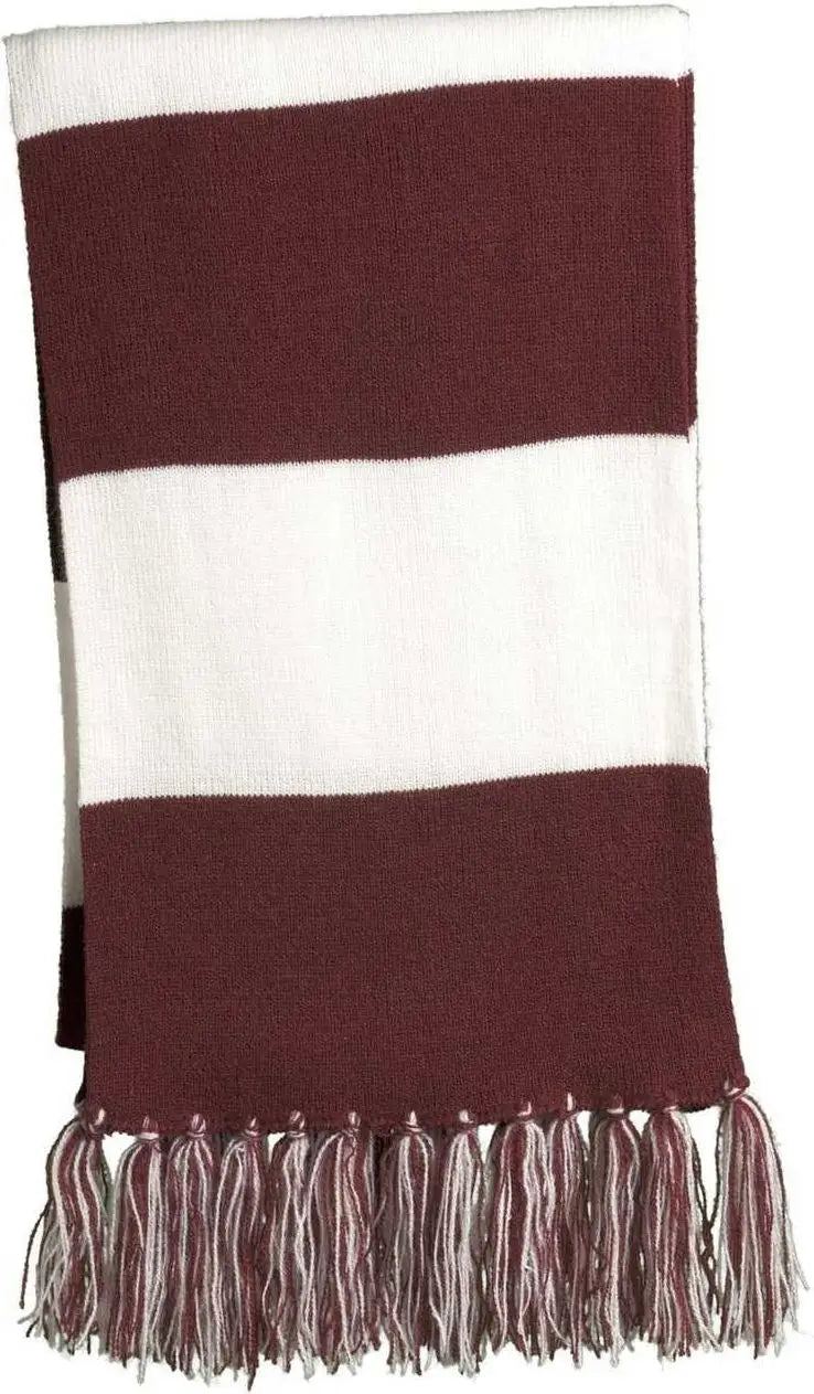 Sport-tek Sta02 Spectator Scarf - Maroon White - one Size Fits Most