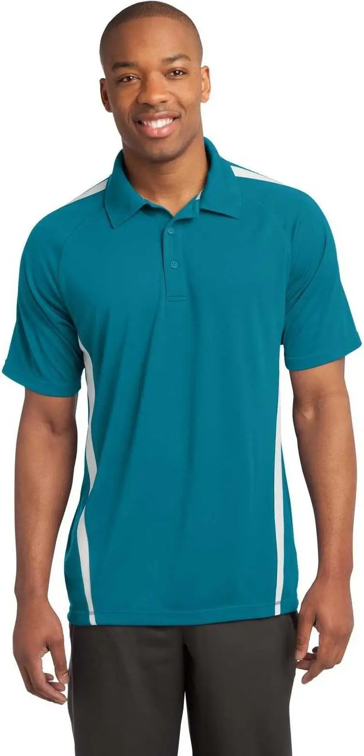 Sport-tek St685 Posicharge Micro-mesh Colorblock Polo - Blue Wake White
