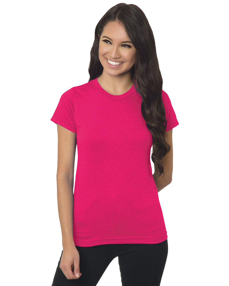 Bayside 4990 Women's USA-Made Fine Jersey T-Shirt - Bright Pink