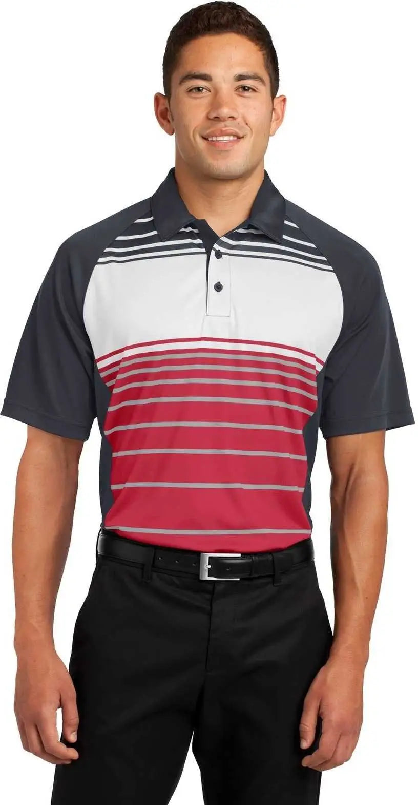 Sport-tek St600 Dry Zone Sublimated Stripe Polo - True Red