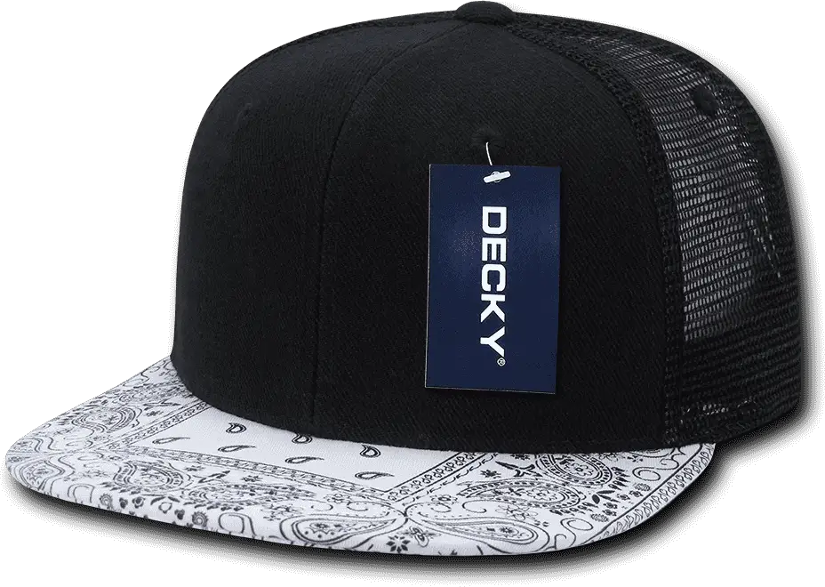 Decky 1083 Bandanna Trucker Cap - Black White - one Size Fits Most