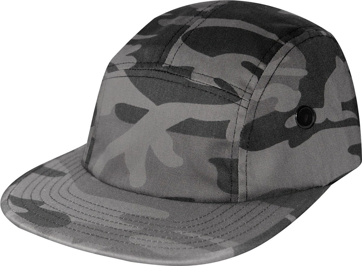 5 Panel Street Cap - Black Camo