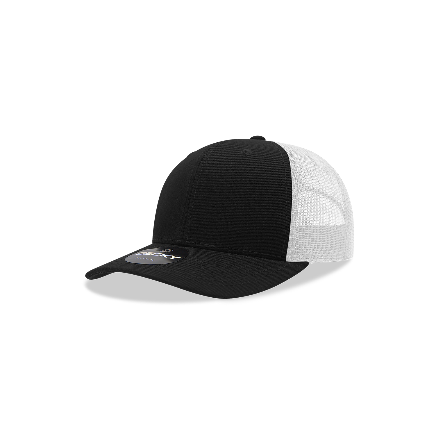 Decky 5019 Youth 6 Panel Mid Profile Structured Cotton Trucker - Black White