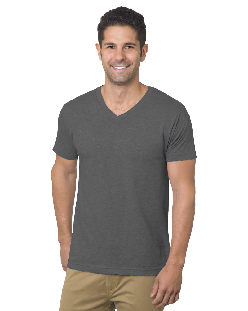 Bayside 5025 USA-Made V-Neck T-Shirt - Heather Charcoal