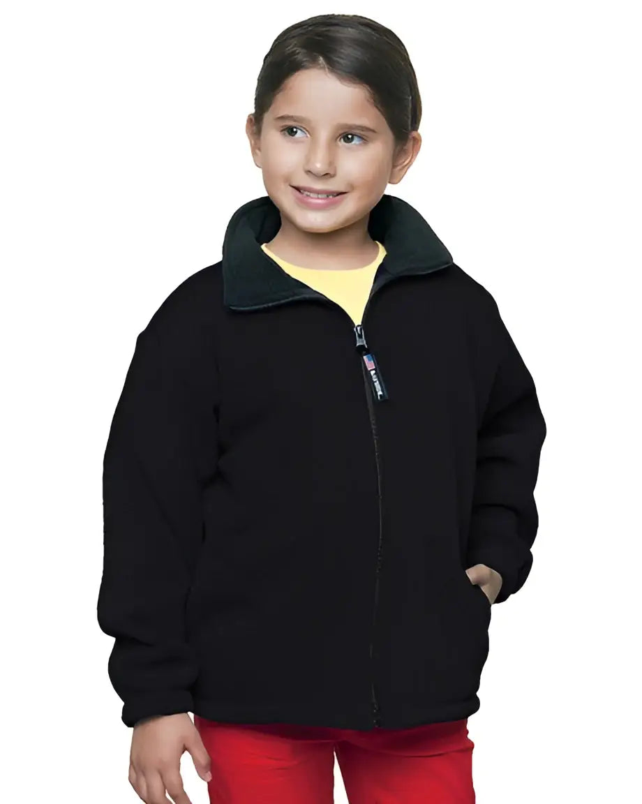 Bayside 1115b Youth Usa-made Full-zip Fleece Jacket - 1115 - Black