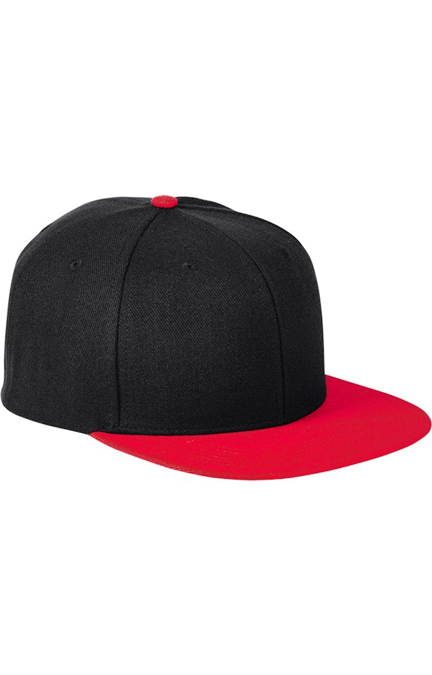 Big Accessories BA539 Flat Bill Sport Cap - Black  Red