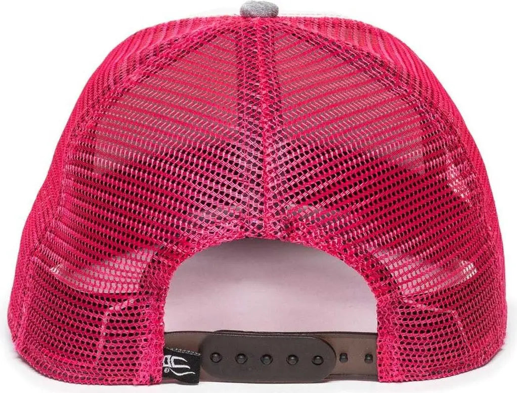 Oc Sports Rgr-200m Adjustable Mesh Back Gray Heathered Bill Cap - White Pink Grey - 6 7/8’’ - 7 1/2’’