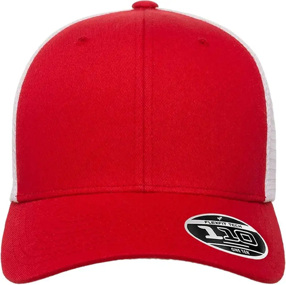 Flexfit 110m 110® Mesh-back Cap - Red White - one Size Fits Most