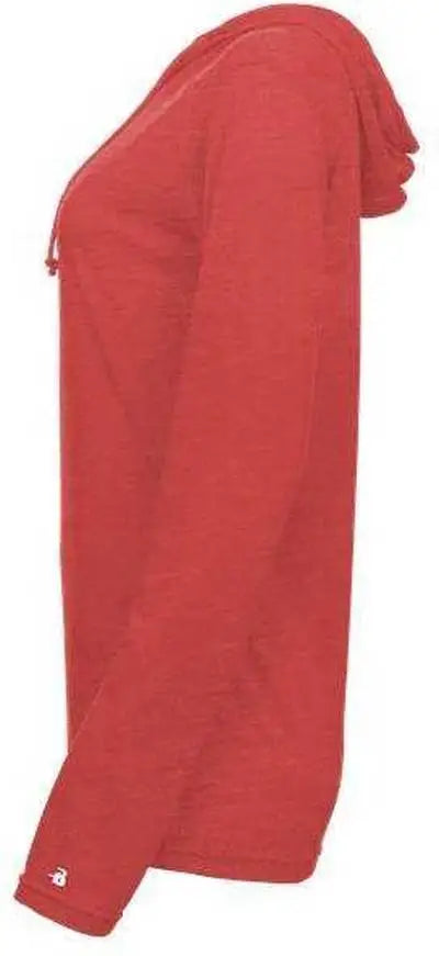 Badger Sport 496500 Tri-blend Surplice Women’s Hoodie Tee - Red Heather