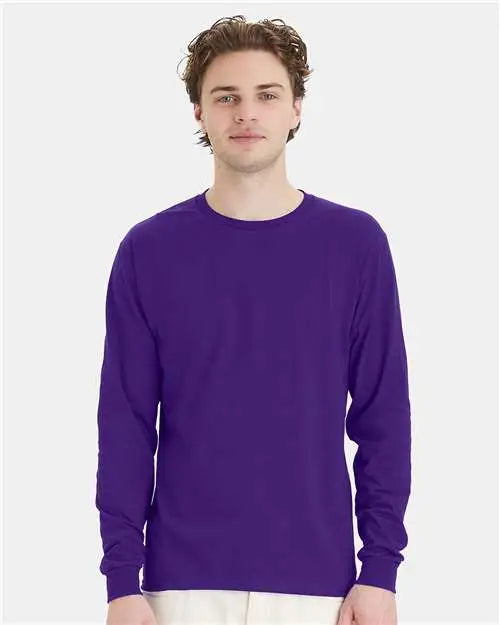 Hanes 5286 Essential-t Long Sleeve T-shirt - Athletic Purple