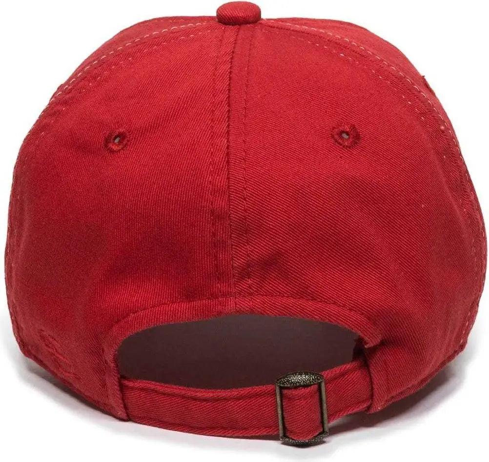 Oc Sports Gwt-111 Adjustable Strap Garment Wash Cotton Cap - White Red - 6 7/8’’ - 7 1/2’’