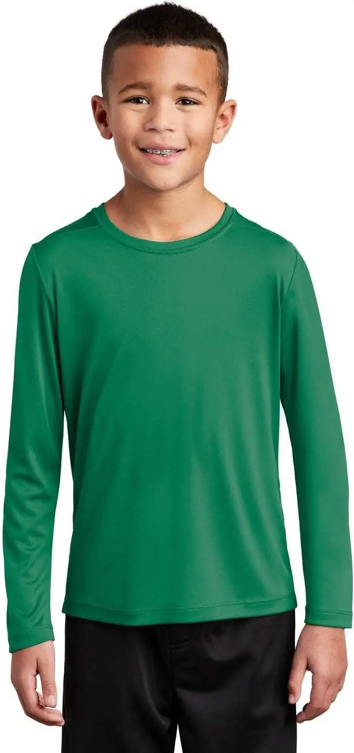 Sport-tek Yst420ls Youth Posi-uv Pro Long Sleeve Tee - Kelly Green