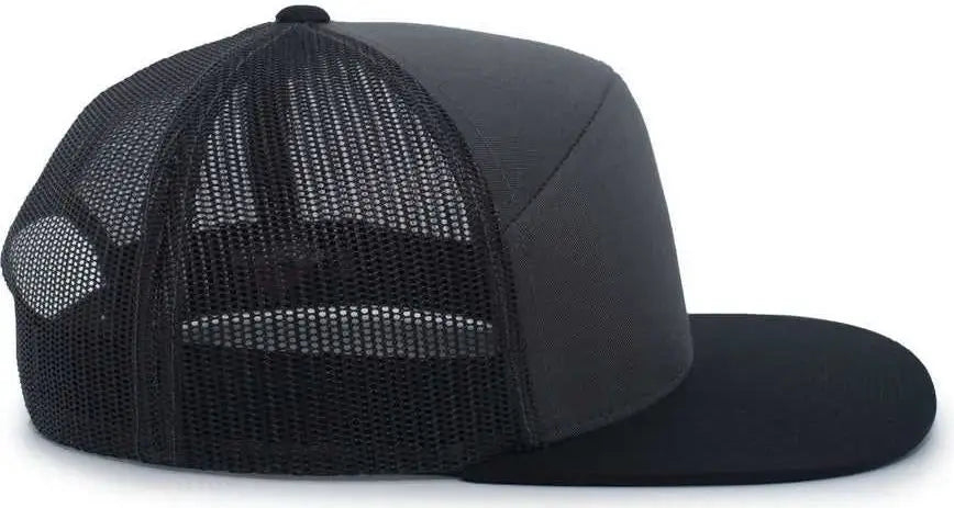 Pacific Headwear 787 6-panel Arch Snapback Trucker Cap - Charcoal Black - Dark Gray / 7’’ - 7 7/8’’