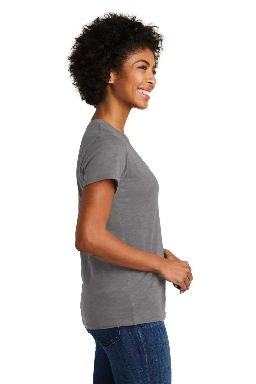 Alternative Aa6097 Women’s Weathered Slub So-low V-neck Tee - Elephant Gray